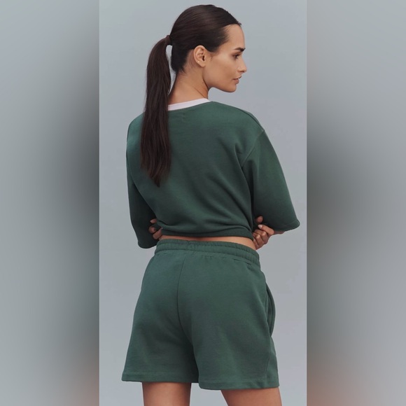 “NWT” Anthropologie Daily Practice Jersey Sweat Shorts, Dark Green, Size XL - Picture 6 of 6